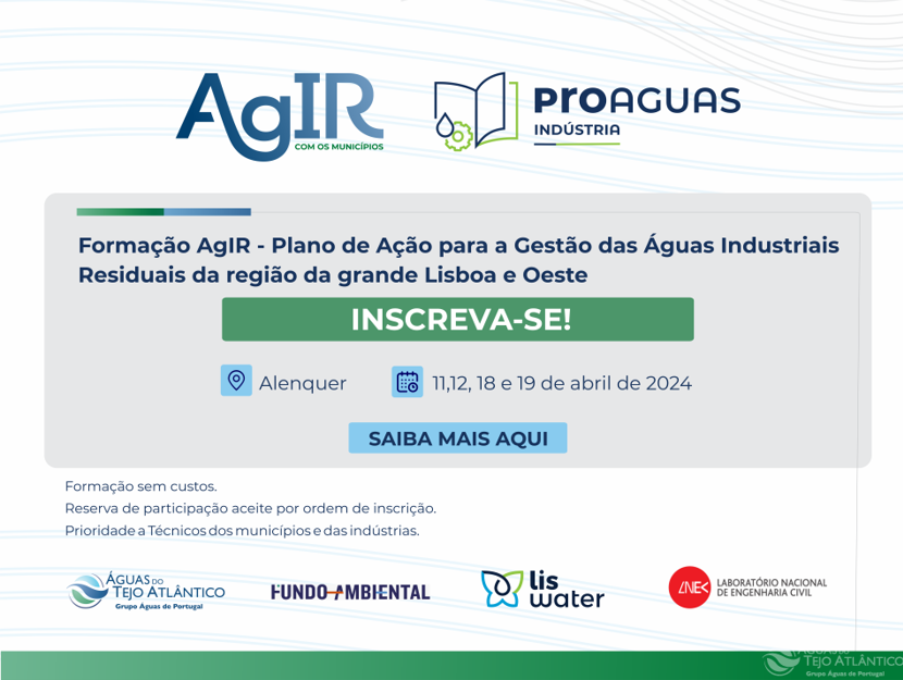 Mais uma edição da formação: AgIR nas águas residuais industriais